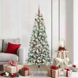 Mākslīgā Saliekamā Ziemassvētku Egle Zaļš Un Balts 180 Cm Vidaxl