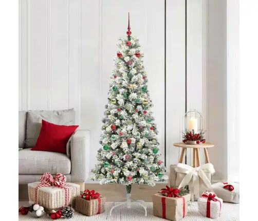 Mākslīgā Saliekamā Ziemassvētku Egle Zaļš Un Balts 180 Cm Pvc Vidaxl