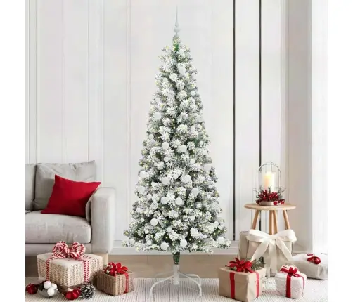 Dirbtinė Sulankstoma Kalėdų Eglutė Žalia Ir Balta 210 Cm