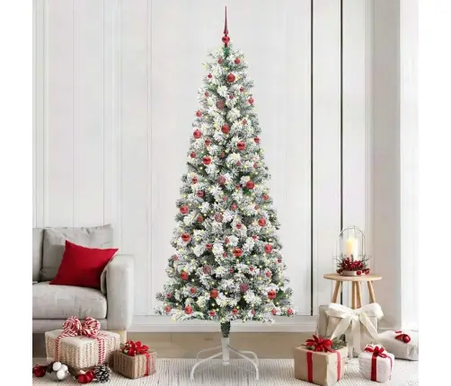 Mākslīgā Saliekamā Ziemassvētku Egle Zaļš Un Balts 240 Cm Pvc Vidaxl