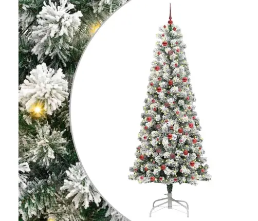 Mākslīgā Saliekamā Ziemassvētku Egle Zaļš Un Balts 240 Cm Pvc Vidaxl