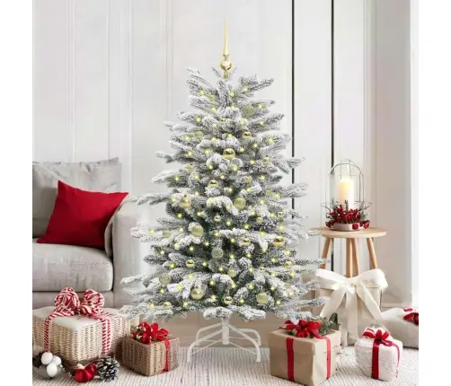 Mākslīgā Saliekamā Ziemassvētku Egle Balts 150 Cm Pe Un Pvc Vidaxl