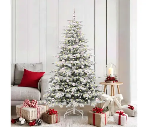 Mākslīgā Saliekamā Ziemassvētku Egle Balts 180 Cm Pe Un Pvc Vidaxl