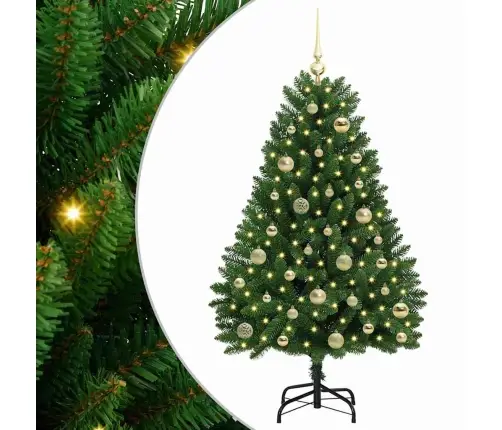 Tehisjõulupuu Koos 150 Led-Iga Roheline 120 Cm Pvc Ja Metall