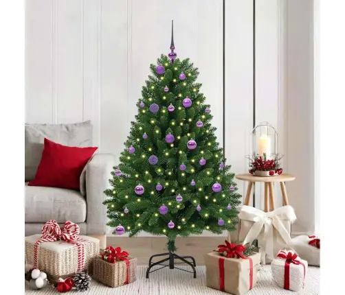 Dirbtinė Kalėdų Eglutė Su 150 Led Žalia 150 Cm Pvc Ir Metalas