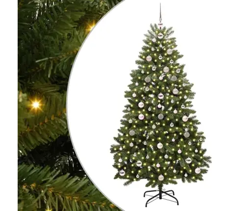 Dirbtinė Kalėdų Eglutė Su 300 Led Žalia 180 Cm Pvc Ir Metalas