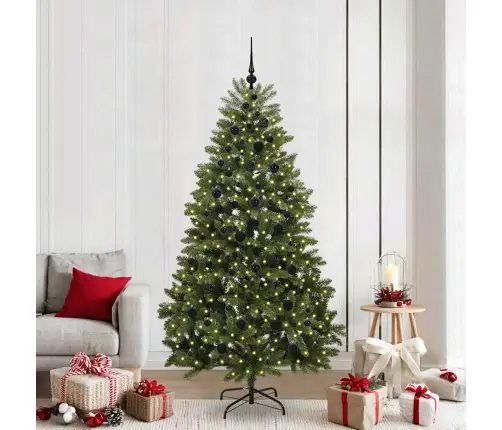 Mākslīgā Ziemassvētku Eglīte Zaļa 210 Cm Pvc Un Metāls Vidaxl