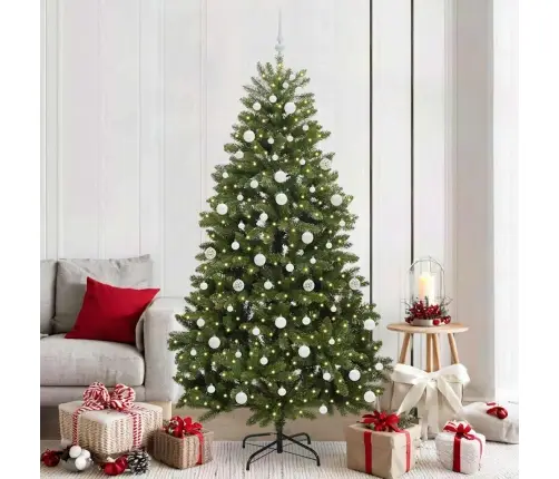 Tehisjõulupuu Koos 300 Led-Iga Roheline 210 Cm Pvc Ja Metall