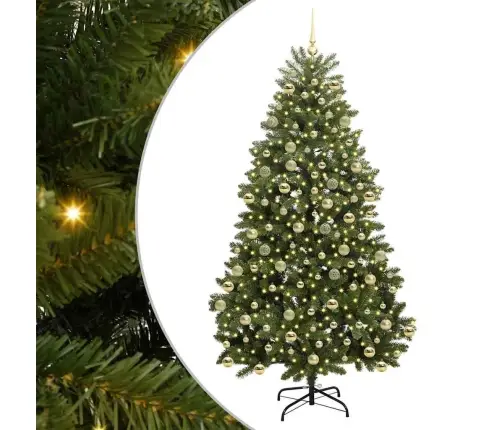 Mākslīgā Ziemassvētku Eglīte Zaļa 210 Cm Pvc Un Metāls Vidaxl