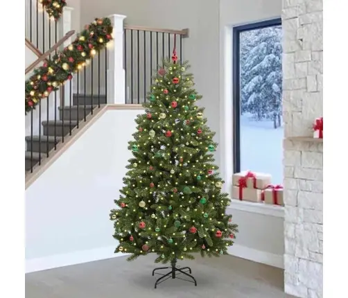 Mākslīgā Ziemassvētku Eglīte Zaļa 240 Cm Pvc Un Metāls Vidaxl