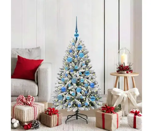 Mākslīgā Ziemassvētku Eglīte Zaļš Un Balts 120 Cm Pvc Un Metāls Vidaxl