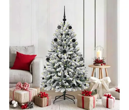 Dirbtinė Kalėdų Eglutė Žalia Ir Balta 150 Cm Pvc Ir Metalas