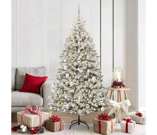 Mākslīgā Ziemassvētku Eglīte Zaļš Un Balts 180 Cm Pvc Un Metāls Vidaxl