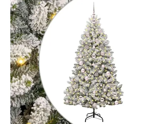 Mākslīgā Ziemassvētku Eglīte Zaļš Un Balts 180 Cm Pvc Un Metāls Vidaxl
