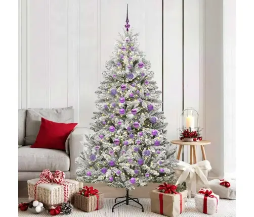 Mākslīgā Ziemassvētku Eglīte Zaļš Un Balts 180 Cm Pvc Un Metāls Vidaxl