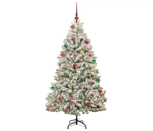 Mākslīgā Ziemassvētku Eglīte Zaļš Un Balts 180 Cm Pvc Un Metāls Vidaxl