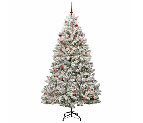 Mākslīgā Ziemassvētku Eglīte Zaļš Un Balts 210 Cm Pvc Un Metāls Vidaxl