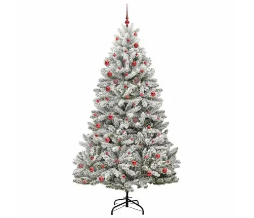 Mākslīgā Ziemassvētku Eglīte Zaļš Un Balts 210 Cm Pvc Un Metāls Vidaxl