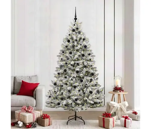 Tehisjõulupuu Roheline Ja Valge 210 Cm Pvc Ja Metall