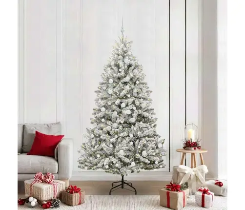 Mākslīgā Ziemassvētku Eglīte Zaļš Un Balts 210 Cm Pvc Vidaxl