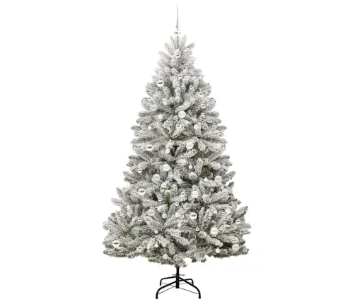Dirbtinė Kalėdų Eglutė Žalia Ir Balta 210 Cm Pvc Ir Metalas