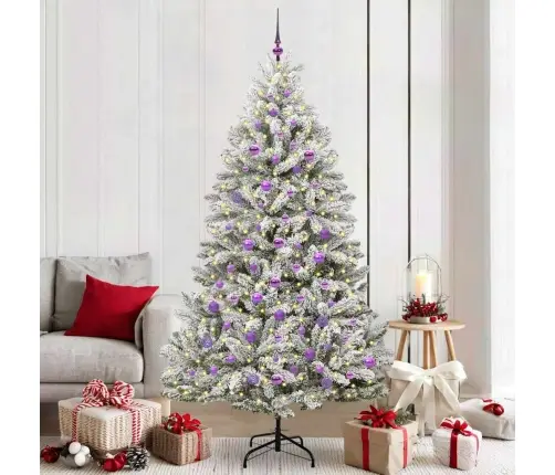 Mākslīgā Ziemassvētku Eglīte Zaļš Un Balts 210 Cm Pvc Un Metāls Vidaxl