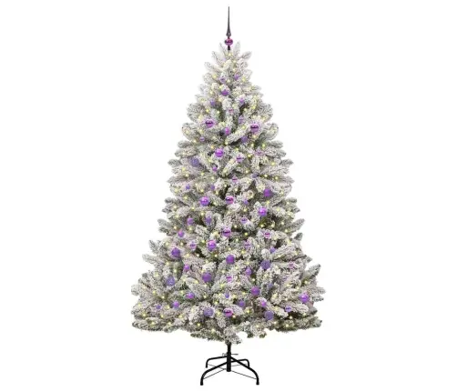 Mākslīgā Ziemassvētku Eglīte Zaļš Un Balts 210 Cm Pvc Un Metāls Vidaxl