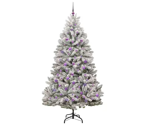 Mākslīgā Ziemassvētku Eglīte Zaļš Un Balts 210 Cm Pvc Un Metāls Vidaxl