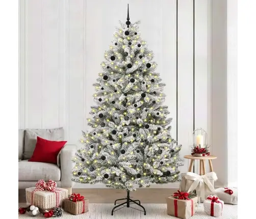 Dirbtinė Kalėdų Eglutė Žalia Ir Balta 240 Cm Pvc Ir Metalas