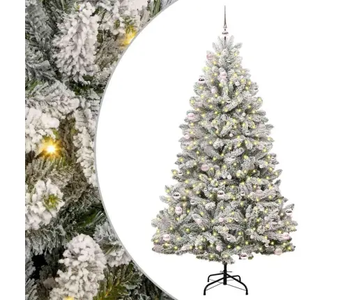 Dirbtinė Kalėdų Eglutė Žalia Ir Balta 240 Cm Pvc Ir Metalas