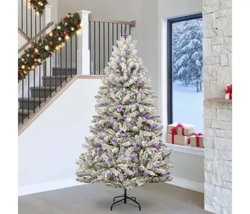 Mākslīgā Ziemassvētku Eglīte Zaļš Un Balts 240 Cm Pvc Un Metāls Vidaxl