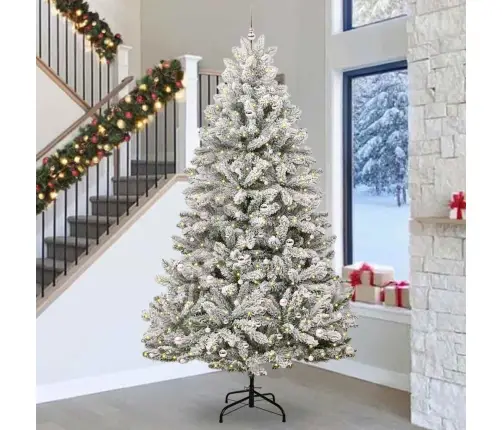 Mākslīgā Ziemassvētku Eglīte Zaļš Un Balts 300 Cm Pvc Un Metāls Vidaxl