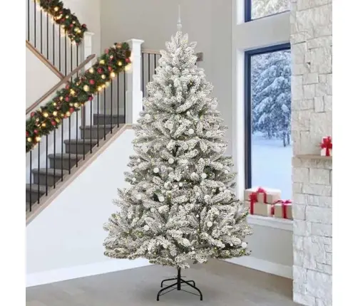 Mākslīgā Ziemassvētku Eglīte Zaļš Un Balts 300 Cm Pvc Un Metāls Vidaxl