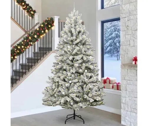 Tehisjõulupuu Roheline Ja Valge 300 Cm Pvc Ja Metall