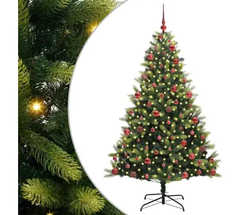 Mākslīgā Salocāmā Ziemassvētku Egle Ar 300 Led Lampiņām 180 Cm Vidaxl
