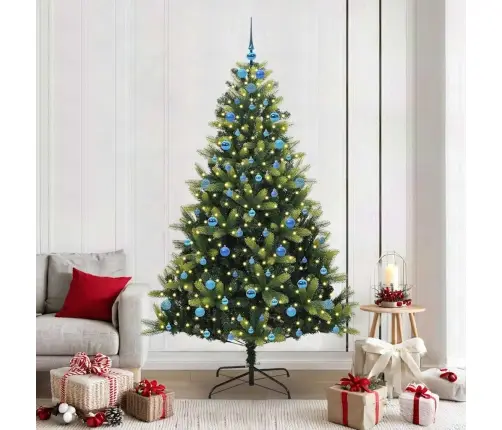 Mākslīgā Hinged Ziemassvētku Egle Ar 300 Led Zaļa 210 Cm Vidaxl