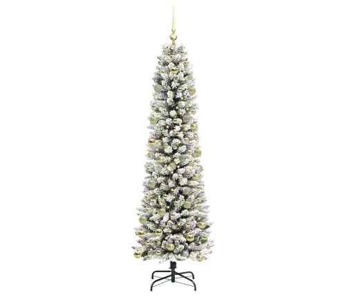 Tehisjõulupuu Roheline Ja Valge 210 Cm Pvc, Metall Ja Plastik Tehisjõulupuu Roheline Ja Valge 210 Cm Pvc, Metall Ja Plastik