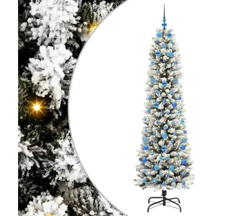 Tehisjõulupuu Roheline Ja Valge 210 Cm Pvc, Metall Ja Plastik Tehisjõulupuu Roheline Ja Valge 210 Cm Pvc, Metall Ja Plastik