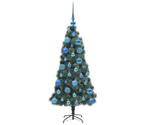 Mākslīgā Iepriekš Apgaismotā Ziemassvētku Eglīte Ar Bumbiņu Komplektu Vidaxl