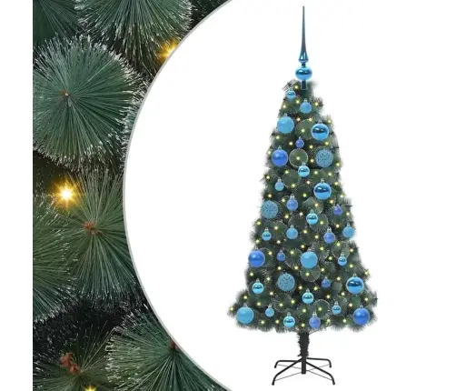 Mākslīgā Iepriekš Apgaismotā Ziemassvētku Eglīte Ar Bumbiņu Komplektu Vidaxl