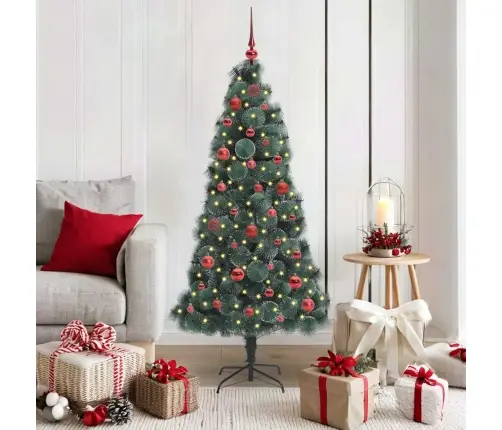 Mākslīgais Iepriekš Apgaismotais Ziemassvētku Eglīte Ar Bumbiņu Komplektu Vidaxl