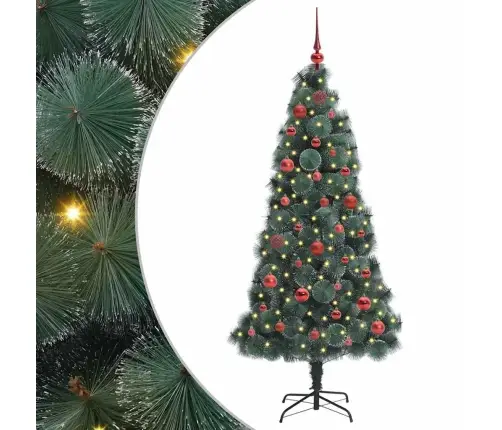 Mākslīgais Iepriekš Apgaismotais Ziemassvētku Eglīte Ar Bumbiņu Komplektu Vidaxl