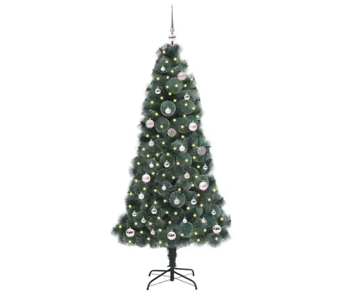 Dirbtinis Iš Anksto Apšviestas Kalėdų Medis Su Kamuoliukų Rinkiniu