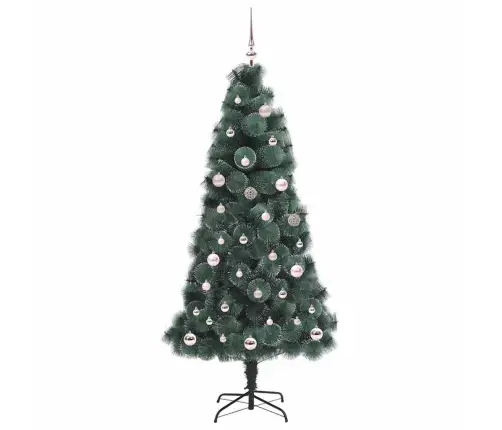 Dirbtinis Iš Anksto Apšviestas Kalėdų Medis Su Kamuoliukų Rinkiniu