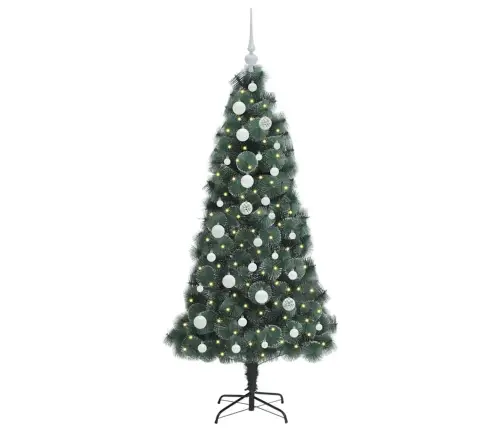 Mākslīgais Izgaismotais Ziemassvētku Koks Ar Bumbu Komplektu Vidaxl