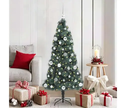 Mākslīgā Iepriekš Izgaismota Ziemassvētku Egle Ar Bumbiņu Komplektu Vidaxl