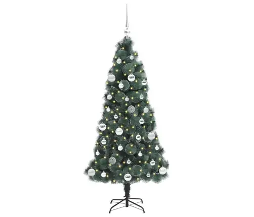 Mākslīgā Iepriekš Izgaismota Ziemassvētku Egle Ar Bumbiņu Komplektu Vidaxl