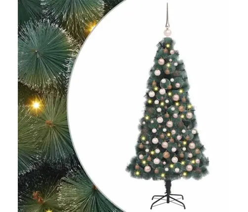 Mākslīgais Iepriekš Apgaismotais Ziemassvētku Koks Ar Bumbu Komplektu Vidaxl