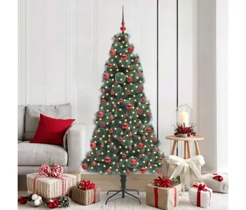 Mākslīgais Iepriekš Apgaismots Ziemassvētku Koks Ar Bumbiņu Komplektu Vidaxl Mākslīgais Iepriekš Apgaismots Ziemassvētku Koks Ar Bumbiņu Komplektu Vidaxl