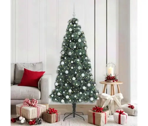 Mākslīgais Iepriekš Apgaismots Ziemassvētku Koks Ar Bumbiņu Komplektu Vidaxl